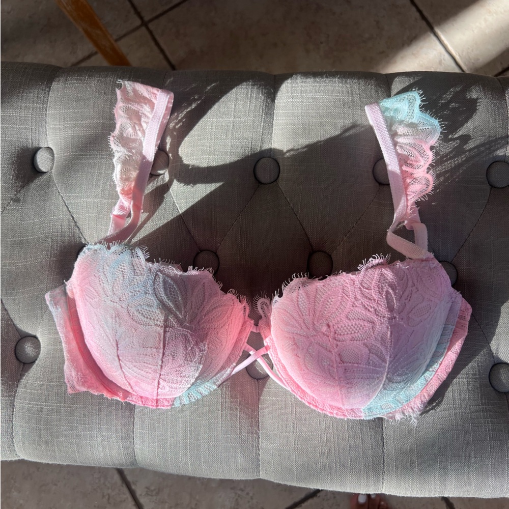Victoria's Secret Pink and Blue Lace Bra